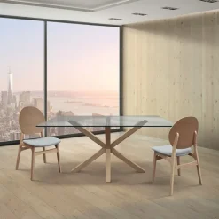 Tavolo 160x90 cm da interno in vetro rovere Edra
