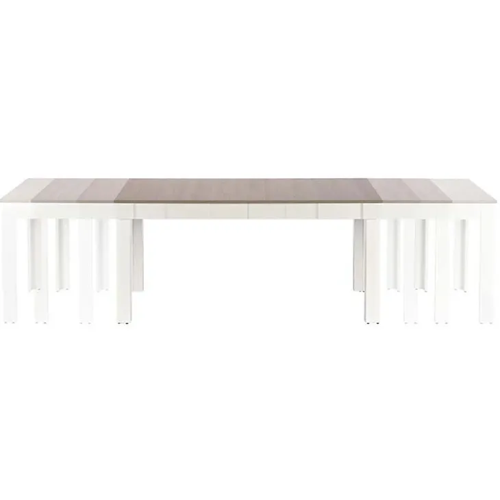 Tavolo 130/170x80cm da pranzo allungabile moderno bianco acciaio Gubbio