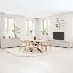 Tavolo 180x90 cm da pranzo beige cashmere nero Sonia