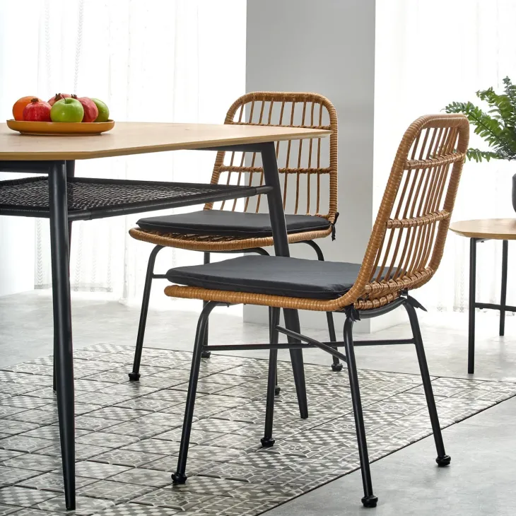Tavolo 160x90cm da pranzo moderno rovere dorato nero Wilson