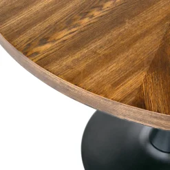 Tavolo 100x100cm da pranzo rotondo moderno noce acciaio nero Lukla