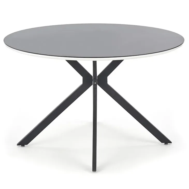Tavolo 120x120cm da pranzo rotondo moderno vetro nero Anice Gihome®