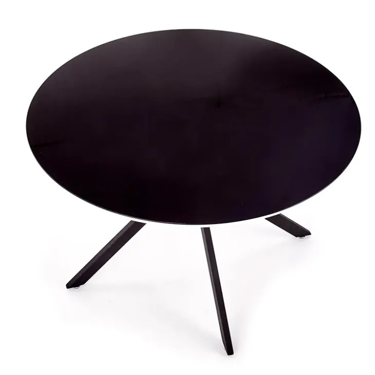 Tavolo 120x120cm da pranzo rotondo moderno vetro nero Anice Gihome®