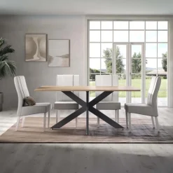 Tavolo 180x90 cm gambe in metallo rovere chiaro Istria
