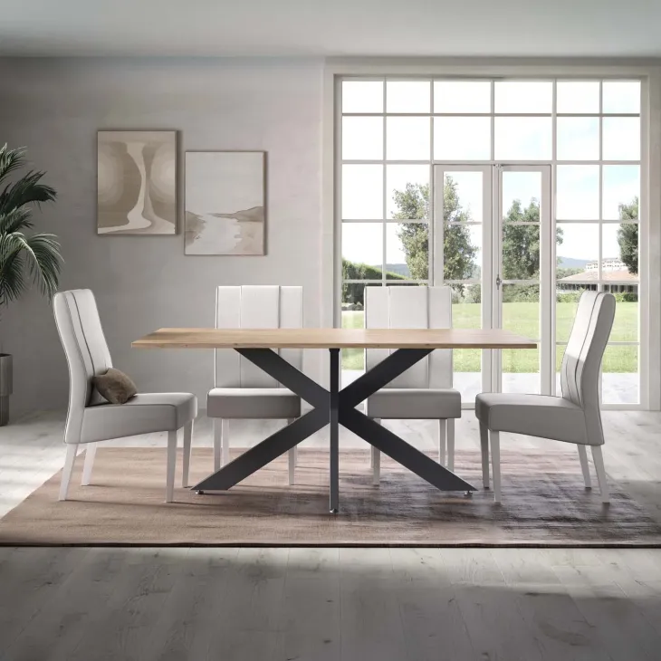 Tavolo 180x90 cm gambe in metallo rovere chiaro Istria