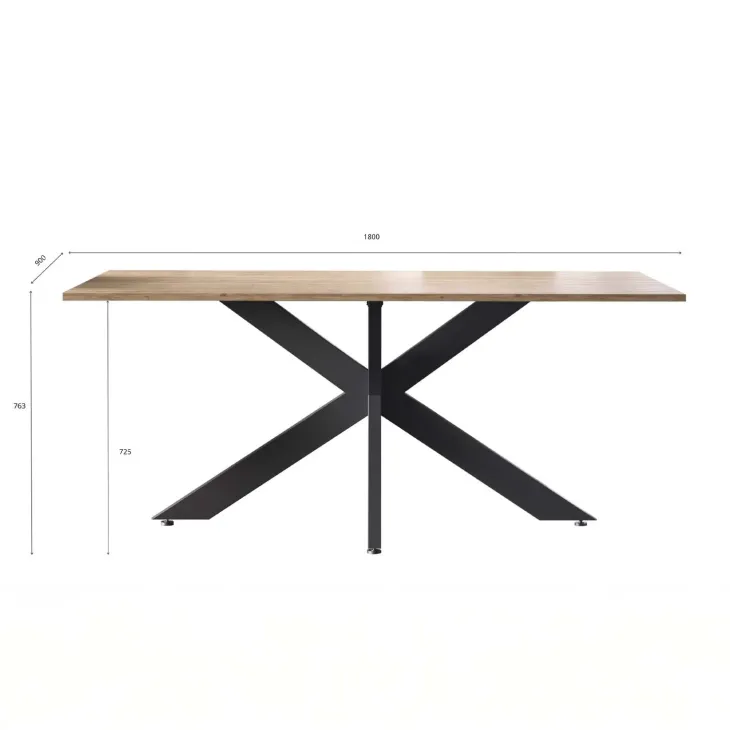 Tavolo 180x90 cm gambe in metallo rovere chiaro Istria