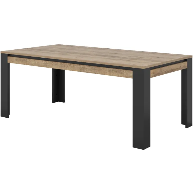Tavolo 195x100 cm moderno rovere rustico nero Ilyssa