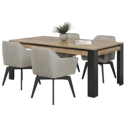 Tavolo 195x100 cm moderno rovere rustico nero Ilyssa