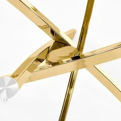 Tavolo 100x100cm rotondo in vetro acciaio oro cromato Minerva Gihome®