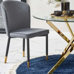 Tavolo 100x100cm rotondo in vetro acciaio oro cromato Minerva Gihome®