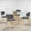 Tavolo 120x120cm rotondo in vetro acciaio cromato oro Kerman