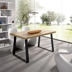 Tavolo 140x90cm rovere gambe nere Mesa