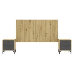Testata letto 160x79cm con 2 comodini grafite rovere Pedri