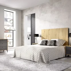 Testata letto 160x79cm con 2 comodini grafite rovere Pedri
