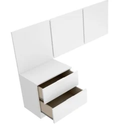 Testiera letto singolo 3 moduli 156cm con comodino 2 cassetti bianco Liberty