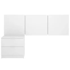 Testiera letto singolo 3 moduli 156cm con comodino 2 cassetti bianco Liberty