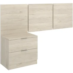 Testiera letto singolo 3 moduli 156cm con comodino 2 cassetti rovere Liberty