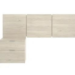 Testiera letto singolo 3 moduli 156cm con comodino 2 cassetti rovere Liberty