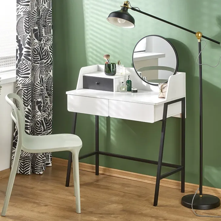 Toeletta da trucco con specchio 80x120cm bianco nero Miralda