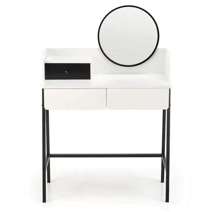 Toeletta da trucco con specchio 80x120cm bianco nero Miralda