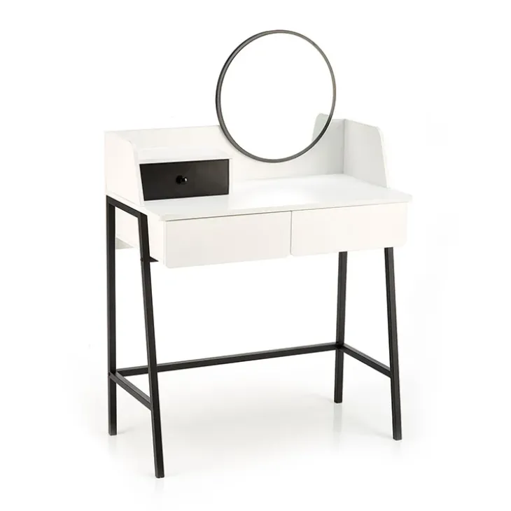 Toeletta da trucco con specchio 80x120cm bianco nero Miralda