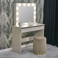 Toeletta da trucco con specchio 94x43cm con LED cashmere beige Bloom