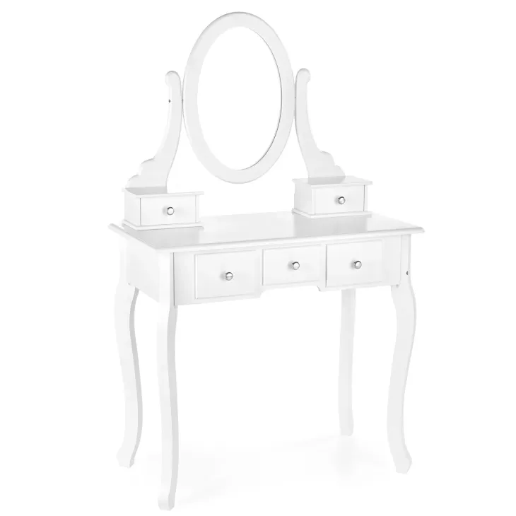 Toeletta da trucco 80x130h cm con specchio e sgabello bianco Lyra