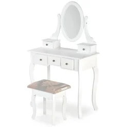 Toeletta da trucco 80x130h cm con specchio e sgabello bianco Lyra