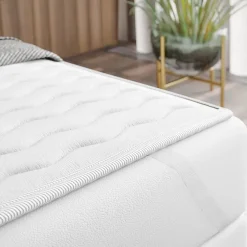 Topper alla francese 140x200cm trapuntato imbottito con elastici bianco Corsica