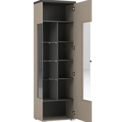 Vetrina moderna 55x180h cm 1 anta beige grigio Matt