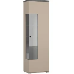 Vetrina moderna 55x180h cm 1 anta beige grigio Matt