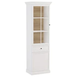 Vetrina moderna 64x200h cm 1 anta con vetro shabby bianco Purro