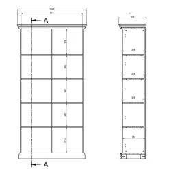 Vetrina moderna 103x200h cm shabby 2 ante con vetro nero grafite Purro