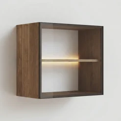 Vetrina sospesa 55x50h cm 1 anta vetro bronzato rovere scuro Sunset