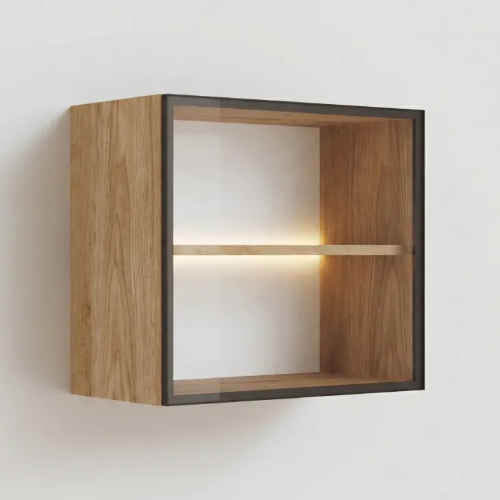 Vetrina sospesa 55x50h cm 1 anta vetro bronzato rovere chiaro Sunset