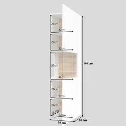 Vetrina sospesa 36x140h cm da parete bianco rovere Fusion