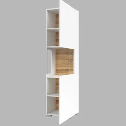 Vetrina sospesa 36x140h cm da parete bianco rovere Fusion