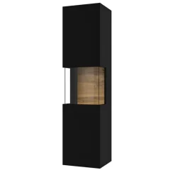 Vetrina sospesa 36x140h cm da parete nero rovere Fusion