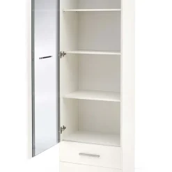 Vetrina 60x200h cm 1 anta 2 cassetti bianco opaco e lucido Viki