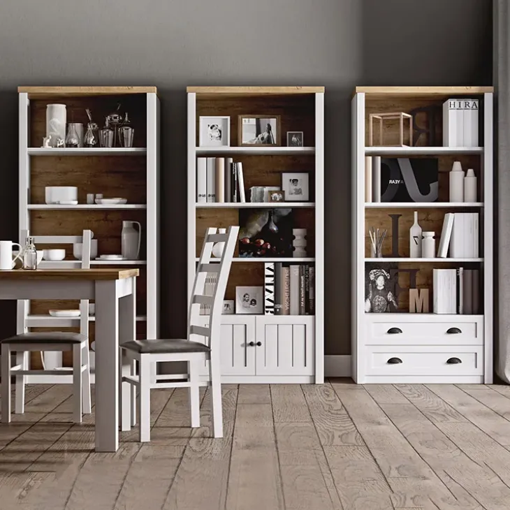 Vetrina 50x198h cm 1 anta 1 cassetto soggiorno bianco frassinato rovere Provenza