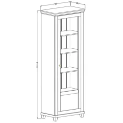 Vetrina 71x200h cm 1 anta destra soggiorno verde quercia Texel