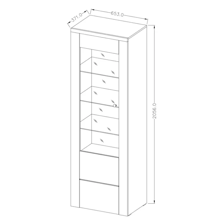 Vetrina 65x206h cm 1 anta moderna rovere Paloma 2