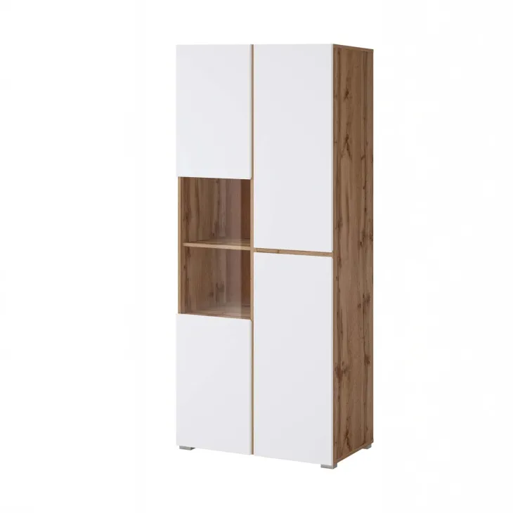 Vetrina 80x184h cm 4 ante bianco rovere Lolla