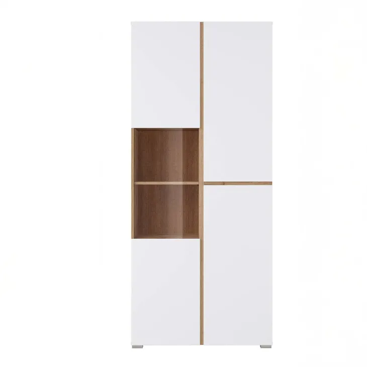 Vetrina 80x184h cm 4 ante bianco rovere Lolla