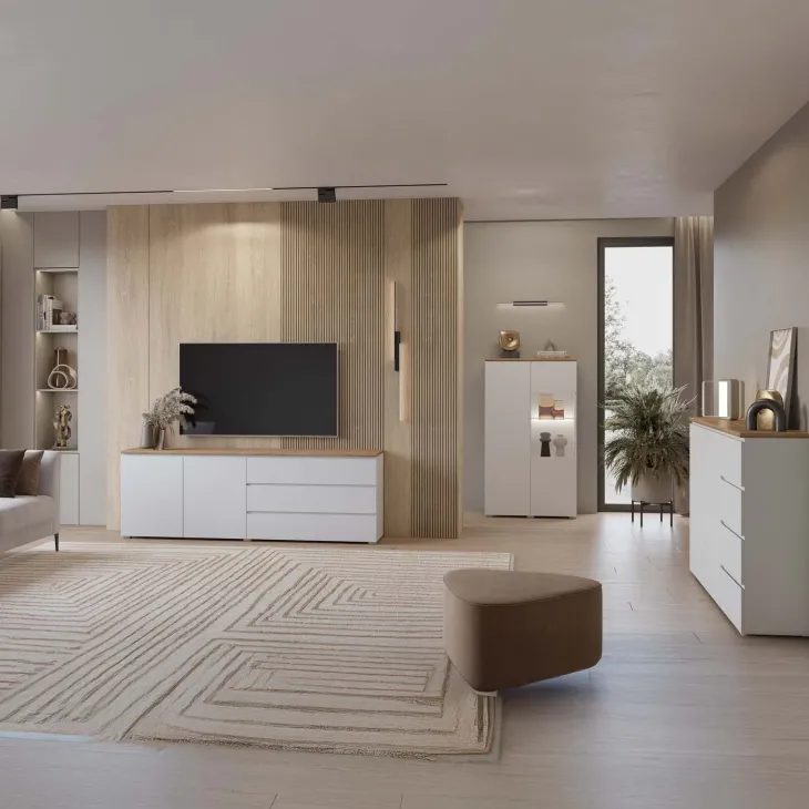 Vetrina 80x140h cm 2 ante bianco rovere Ischia