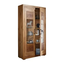 Vetrina 110x201h cm 2 ante legno massello rovere Ebania