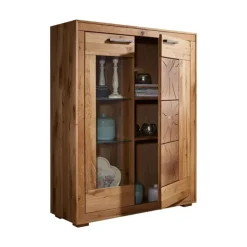 Vetrina 103x135h cm 2 ante legno massello rovere Ebania