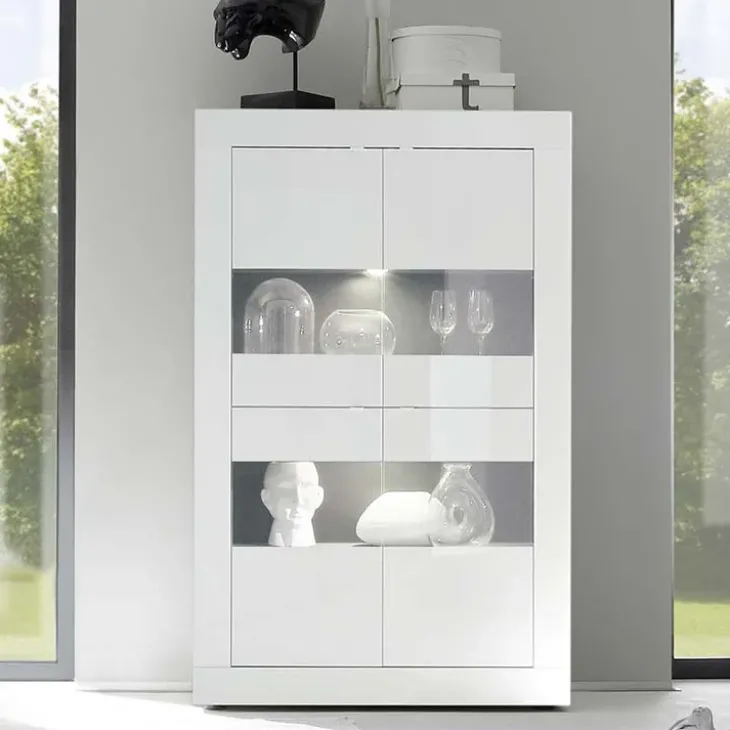 Vetrina 102x162h cm 4 ante moderna bianco lucido Eternity