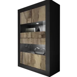 Vetrina 102x162h cm 4 ante moderna nero pero Eternity