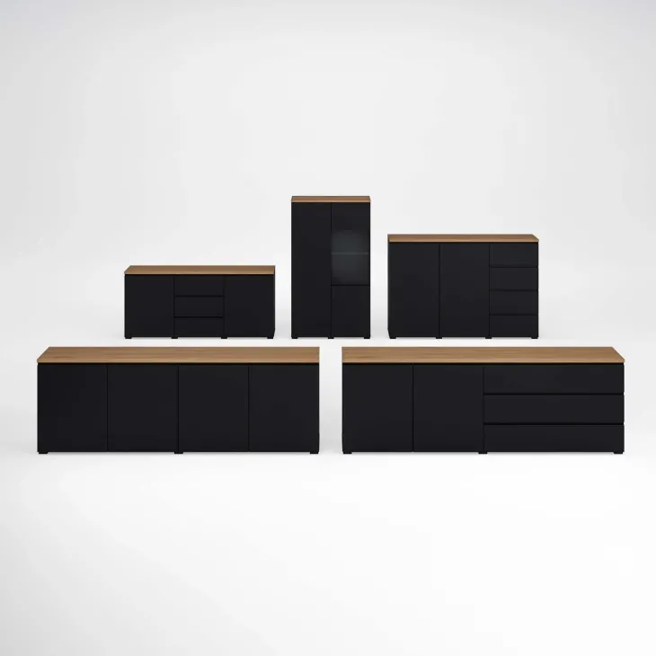 Vetrina 80x140h cm 2 ante nero rovere Ischia